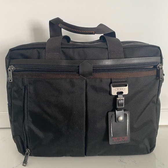 Tumi NWOT Alpha Black/Brown Ballistic Nylon Briefcase - Picture 5 of 12